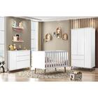 Jogo De Quarto Infantil Roupeiro, Cômoda E Berço Branco
