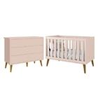 Jogo De Quarto Infantil Theo Cômoda 6 Gavetas E Berço Com Pés