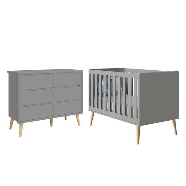 Jogo De Quarto Infantil Theo Cômoda 6 Gavetas E Berço Com Pés