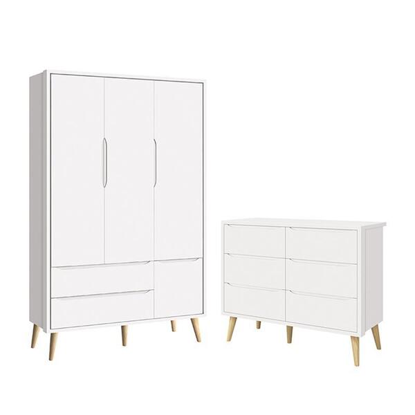 Jogo De Quarto Infantil Theo Guarda Roupa 3 Portas E Cômoda 6