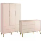 Jogo De Quarto Infantil Theo Guarda Roupa 3 portas E Cômoda C