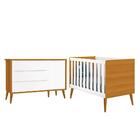 Jogo De Quarto Infantil Theo Retrô Cômoda 1 Porta E Berço Com