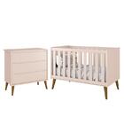 Jogo De Quarto Infantil Theo Retrô Cômoda 3 Gavetas E Berço C