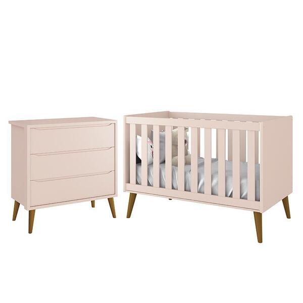 Jogo De Quarto Infantil Theo Retrô Cômoda 3 Gavetas E Berço C