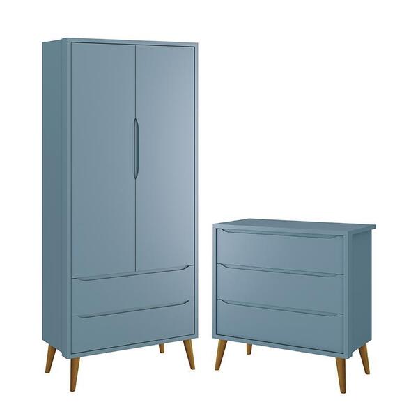 Jogo De Quarto Infantil Theo Retrô Guarda Roupa 2 Portas E Cô