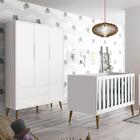 Jogo De Quarto Infantil Theo Retrô Guarda Roupa 3 Portas E Be