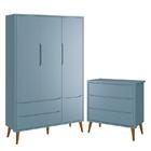 Jogo De Quarto Infantil Theo Retrô Guarda Roupa 3 Portas E Cô