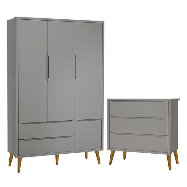 Jogo De Quarto Infantil Theo Retrô Guarda Roupa 3 Portas E Cô