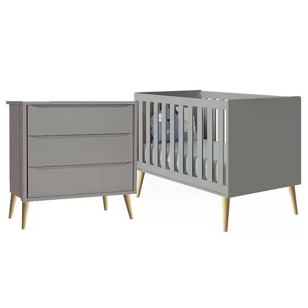 Jogo De Quarto Infantil Theo cômoda 3 Gavetas E Berço Com Pés