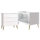 Jogo De Quarto Infantil Theo cômoda 3 Gavetas E Berço Com Pés