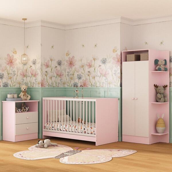 Jogo De Quarto Infantil Trevalla Móveis Pom Pom 3 Peças