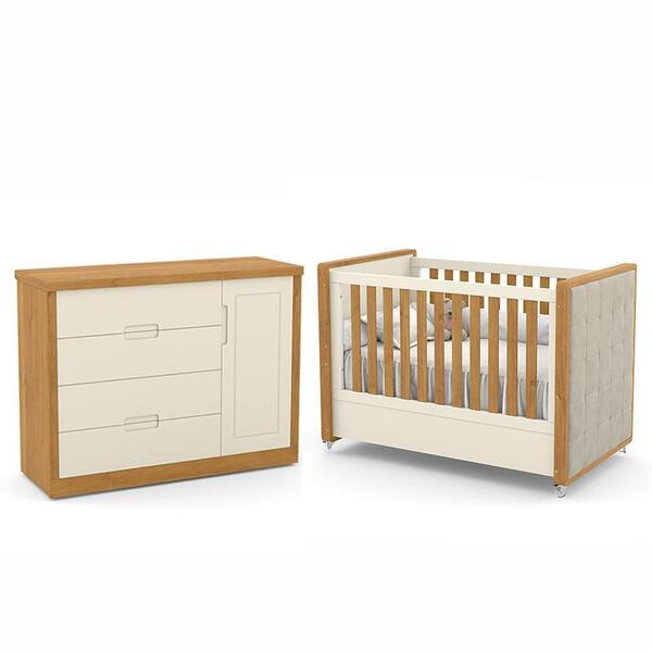Jogo De Quarto Infantil Tutto New Berço Com Capitonê E Cômoda