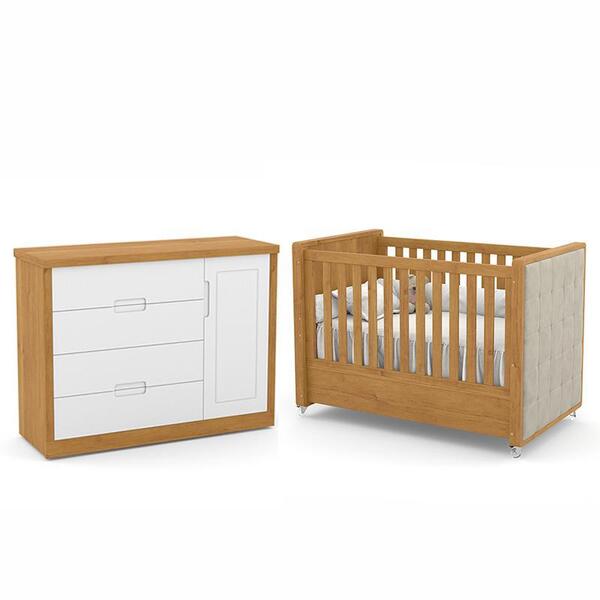 Jogo De Quarto Infantil Tutto New Berço Com Capitonê E Cômoda