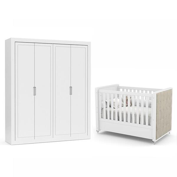 Jogo De Quarto Infantil Tutto New Guarda Roupa 4 Portas E Ber