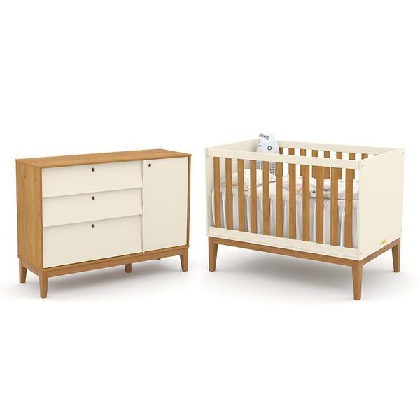 Jogo De Quarto Infantil Unique Cômoda Com Porta E Berço - Mat