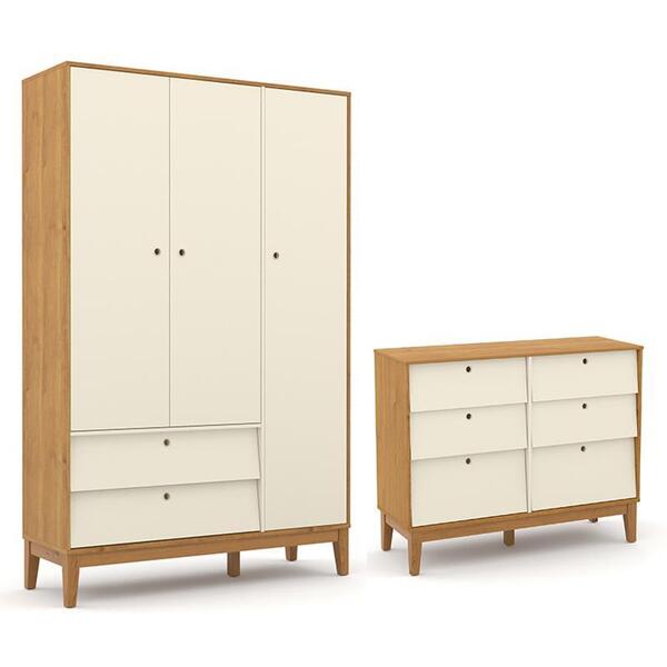 Jogo De Quarto Infantil Unique Guarda Roupa 3 Portas E Cômoda