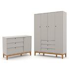 Jogo De Quarto Infantil Unique Guarda Roupa 4 Portas E Cômoda