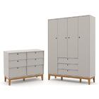 Jogo De Quarto Infantil Unique Guarda Roupa 4 Portas E Cômoda