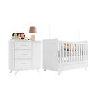 Jogo De Quarto Maya Branco Acetinado Cômoda E Berço
