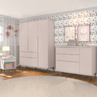 Jogo De Quarto Melinda Rosê 100 % Mdf C/ Mesa De Apoio - Phoe