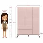 Jogo De Quarto Melinda Rosê 100 % Mdf Guarda Roupa 3 Portas