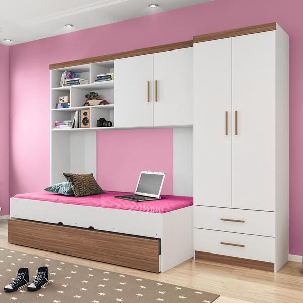 Jogo De Quarto Meninas Modulado Berlim Branco Carvalho | Leroy Merlin