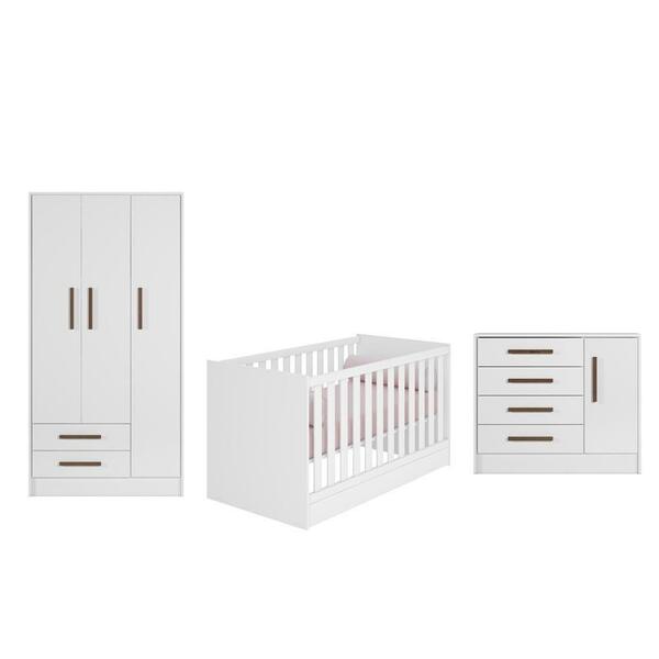 Jogo De Quarto Roupeiro Cômoda Sapateira Harmonia Branco