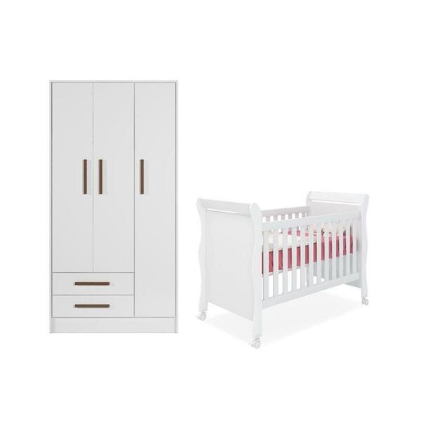 Jogo De Quarto Roupeiro Encanto Berço Baby Branco