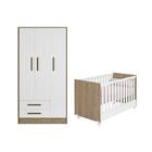 Jogo De Quarto Roupeiro Encanto Berço Branco/carvalho