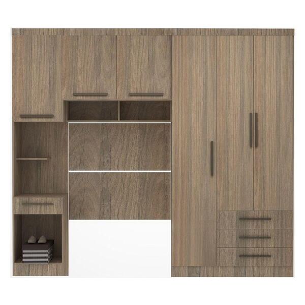 Jogo De Quarto Solteiro Modulado Slim 004 Jequitibá/fumê - Eu