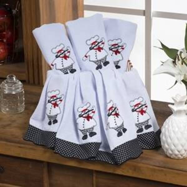 Jogo De Semaninha Pano De Prato Bordado 7 Peças Gourmet