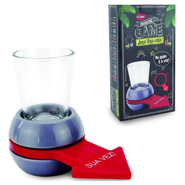 Jogo De Shot Seta Vira Vira Com Copo De Vidro Base Giratoria