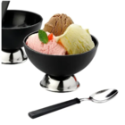 Jogo De Sobremesa Taça De Plástico E Inox - 8 Peças Preto Pre