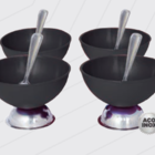 Jogo De Sobremesa Taça De Plástico E Inox - 8 Peças Preto Pre