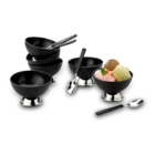 Jogo De Sobremesa Taça De Plástico E Inox - 8 Peças Preto Pre