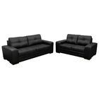 Jogo De Sofá 2 E 3 Lugares Sala De Estar Milano Couro Preto G