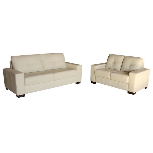 Jogo De Sofá 2 E 3 Lugares Sala De Estar Milão Couro Off Whit