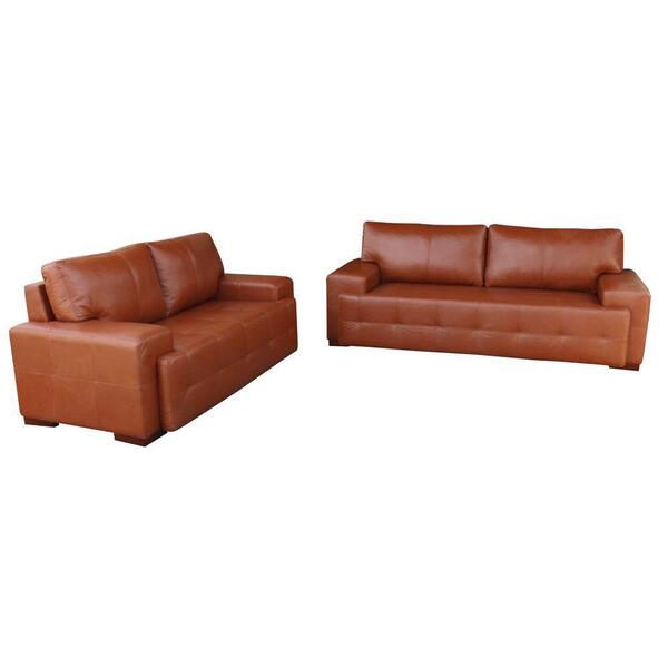 Jogo De Sofá 2 E 3 Lugares Sala De Estar Roma Couro Conhaque