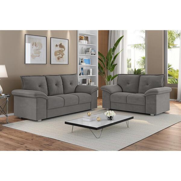 Jogo De Sofá 2 E 3 Lugares Suede Veludo Multimóveis Cr45051 C