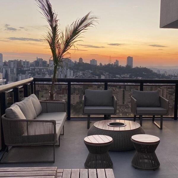 Jogo De Sofá 2 Poltronas E Pufe Corda Náutica Jardim Externo