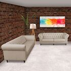 Jogo De Sofá 3 E 4 Lugares Sala De Estar Maggiore Couro Bege