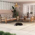 Jogo De Sofá Madeira Maciça Liz 3 Lugares E 2 Poltronas Multi