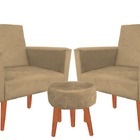 Jogo De Sofá Poltrona Nina + Puff Preto Pé Palito Em Madeira