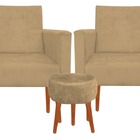 Jogo De Sofá Poltrona Nina + Puff Preto Pé Palito Em Madeira