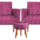 Jogo De Sofá Poltrona Nina + Puff Preto Pé Palito Em Madeira