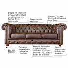 Jogo De Sofá Sala De Estar Chesterfield Pés Madeira Couro Tab