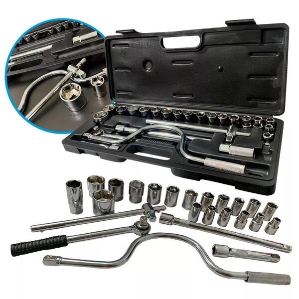 Jogo De Soquete 24 Peças 8 A 32mm Encaixe 1/2pol