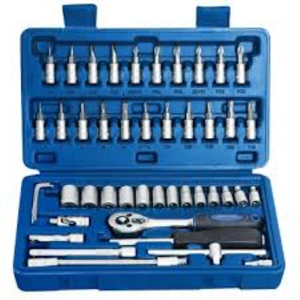 Jogo De Soquete 46 Pçs 1/4 Cromo Vanádio Ipiranga F000124