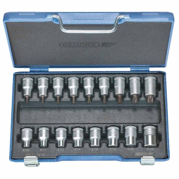 Jogo De Soquete Perfil Torx 1/2" Itx 19 Tx-017 Gedore 024795