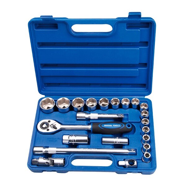 Jogo De Soquetes 1/2" Estriado 22 Peças 010230 Riosul